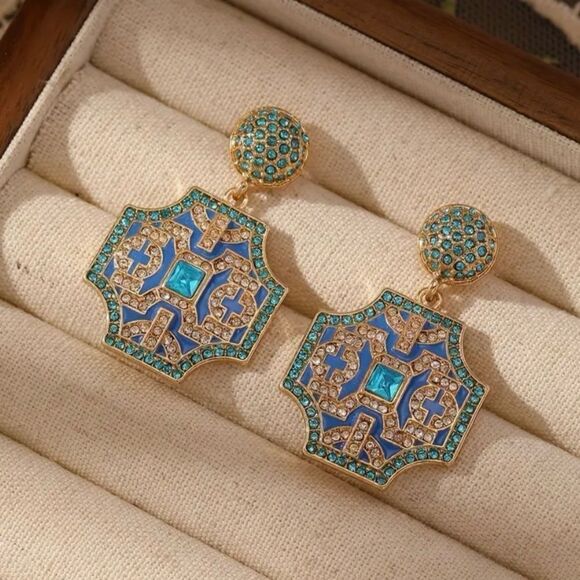 🩵 NEW Stunning & sparkling bohemian style dangle earrings 🩵 - Picture 6 of 8